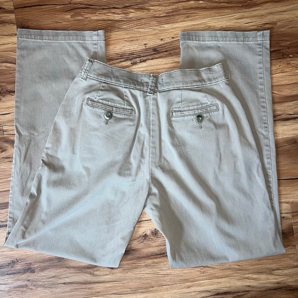Lee Jean Relaxed Straight Leg Gray Jean Dress Pants Khaki Size Medium 98% Cotton